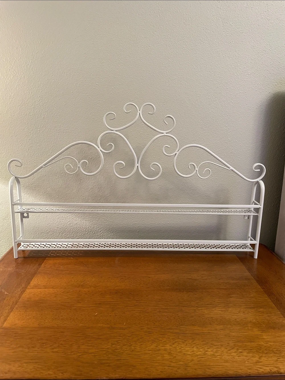 Metal White Wall Shelf for Nail Polish Essential Oils Spools of Thread Organizer